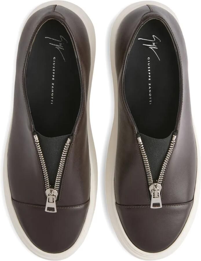 Giuseppe Zanotti Mike Elastic leren slip-ons met rits Bruin - Foto 2