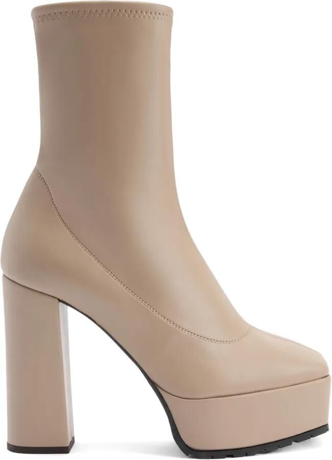Giuseppe Zanotti Morgana enkellaarzen met plateauzool en rits Beige