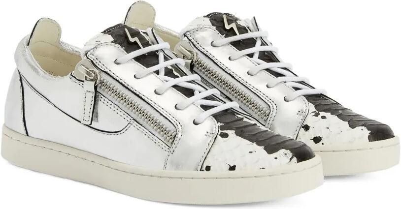 Giuseppe Zanotti Nicki leren sneakers met metallic-effect en rits Grijs