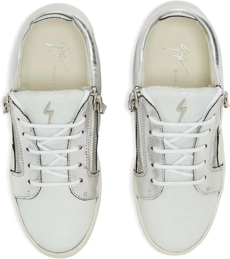 Giuseppe Zanotti Nicki metallic leren sneakers met ritsdetail Grijs