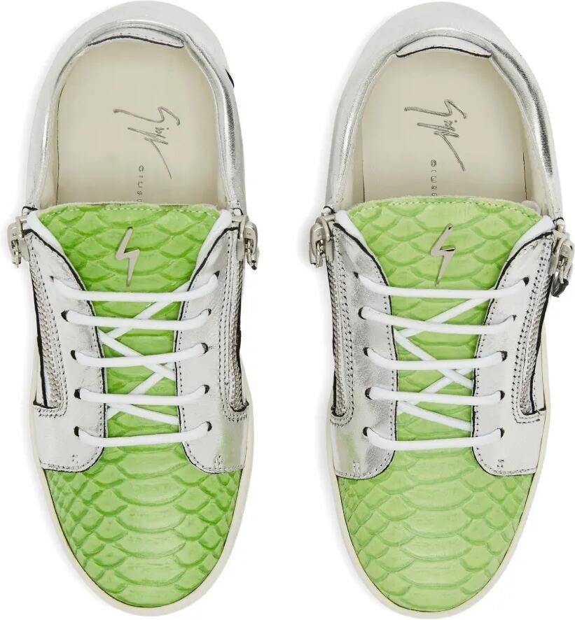 Giuseppe Zanotti Nicki metallic leren sneakers met ritsdetail Grijs