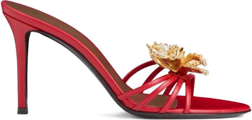 Giuseppe Zanotti Orchid muiltjes met kristallen Rood