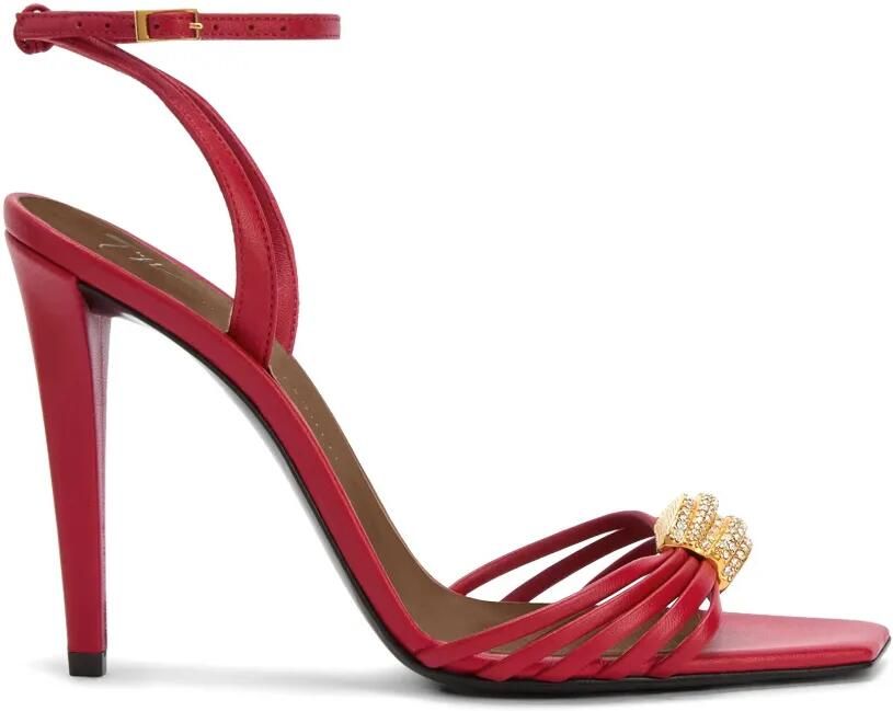 Giuseppe Zanotti Orchid sandalen met vierkante neus en kristallen Rood
