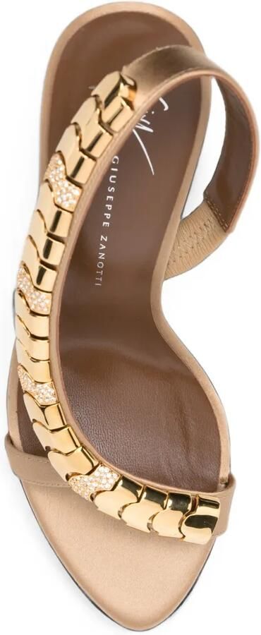Giuseppe Zanotti Satijnen sandalen met verfraaid bandje Beige - Foto 1
