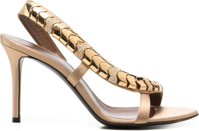 Giuseppe Zanotti Satijnen sandalen met verfraaid bandje Beige - Foto 4
