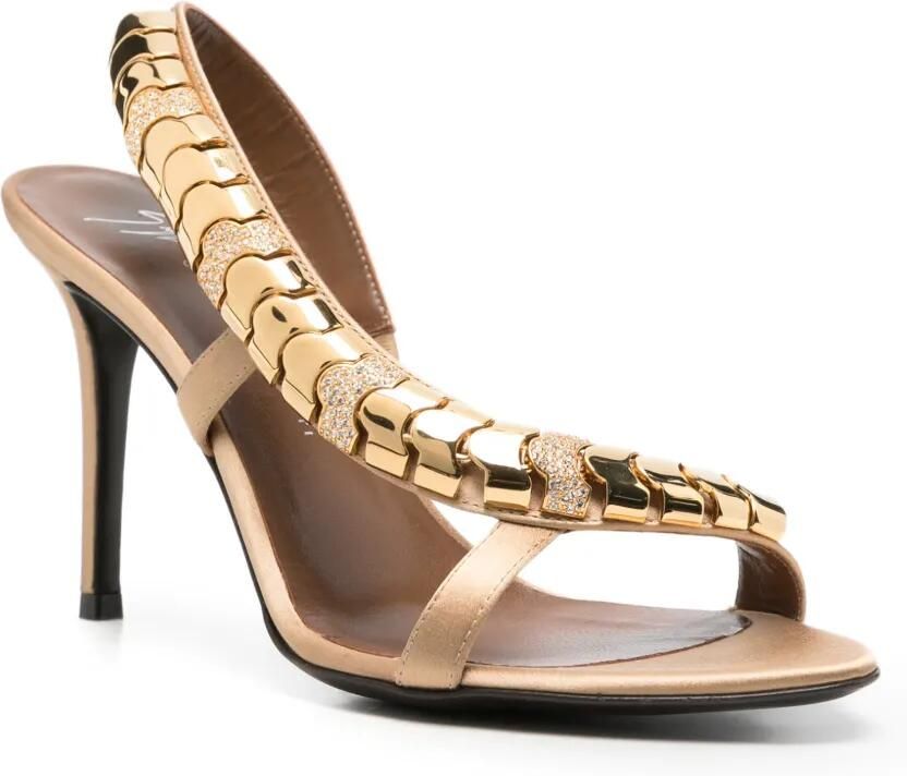Giuseppe Zanotti Satijnen sandalen met verfraaid bandje Beige - Foto 2