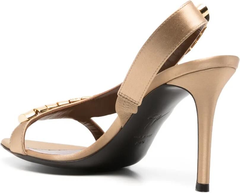 Giuseppe Zanotti Satijnen sandalen met verfraaid bandje Beige - Foto 3