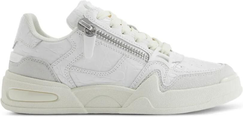 Giuseppe Zanotti Sneakers met krokodillenprint en rits Wit
