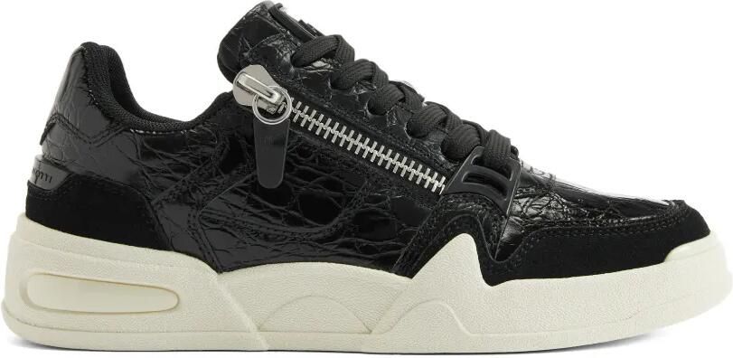 Giuseppe Zanotti Sneakers met krokodillenprint en rits Zwart