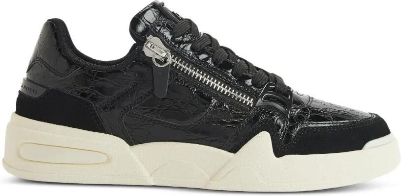 Giuseppe Zanotti Sneakers met krokodillenprint en rits Zwart