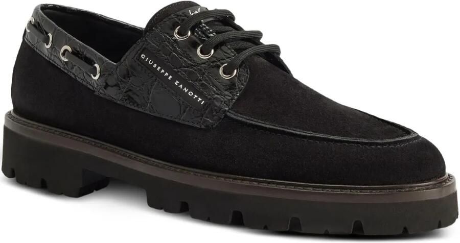 Giuseppe Zanotti Suède bootschoenen met krokodillen-reliëf Zwart