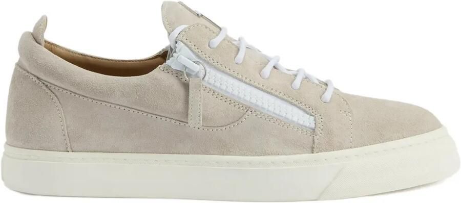Giuseppe Zanotti Suède low-top sneakers met ritsdetail Grijs