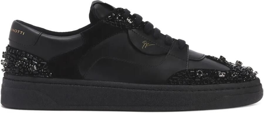 Giuseppe Zanotti Suède sneakers met kralen Zwart