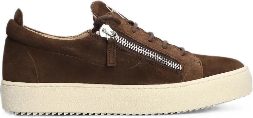Giuseppe Zanotti Suède sneakers met rits Bruin
