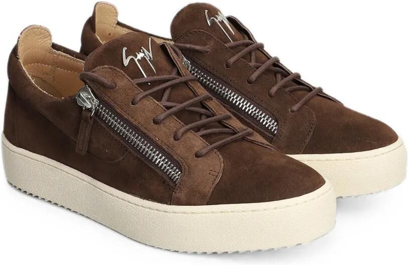 Giuseppe Zanotti Suède sneakers met rits Bruin - Foto 4