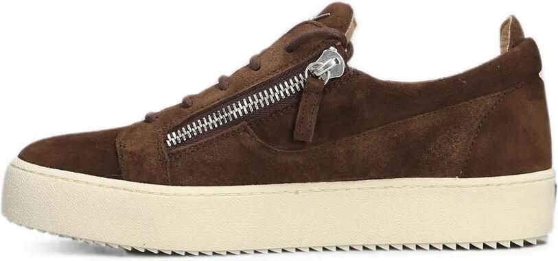 Giuseppe Zanotti Suède sneakers met rits Bruin - Foto 5