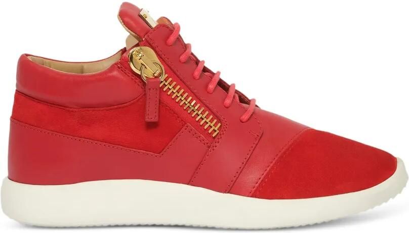 Giuseppe Zanotti Suède sneakers met vlakken en rits aan de zijkant Rood