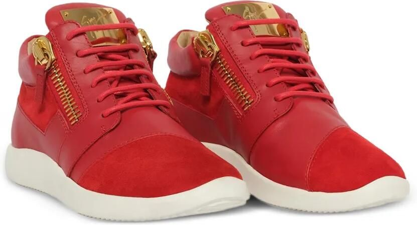 Giuseppe Zanotti Suède sneakers met vlakken en rits aan de zijkant Rood - Foto 3