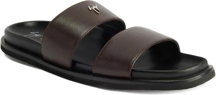 Giuseppe Zanotti Urbander leren sandalen met dubbele band Bruin
