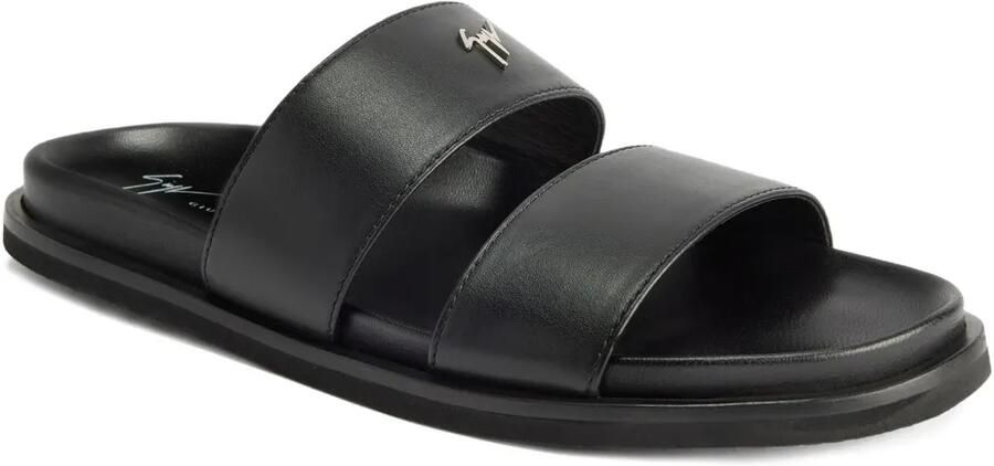 Giuseppe Zanotti Urbander leren sandalen met dubbele band Zwart
