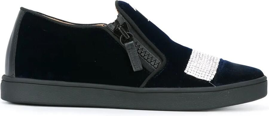 Giuseppe Zanotti velvet slip-on sneakers Zwart