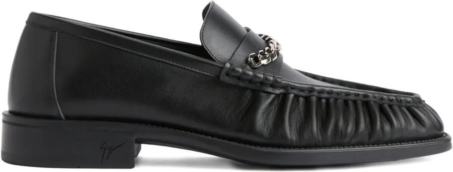 Giuseppe Zanotti Weeston leren loafers met ketting Zwart