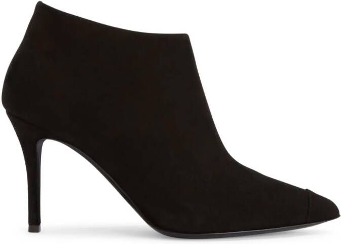 Giuseppe Zanotti Greek 90mm suède enkellaarzen Zwart