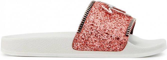 Giuseppe Zanotti Halley slippers met glitter Roze
