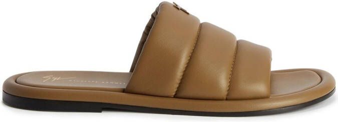 Giuseppe Zanotti Harmande leren slippers Bruin