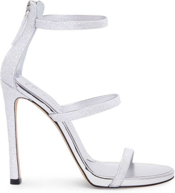 Giuseppe Zanotti Harmony sandalen met glitter Zilver