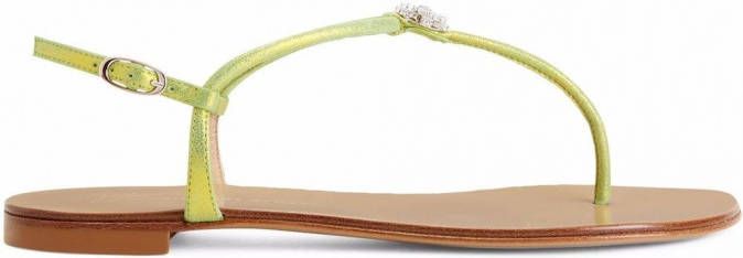 Giuseppe Zanotti Hollie Crystal leren teenslippers Geel