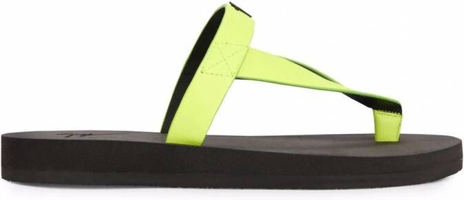 Giuseppe Zanotti Hydra teenslippers met leren afwerking Geel
