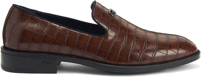 Giuseppe Zanotti Imrham loafers met krokodillen-reliëf Bruin