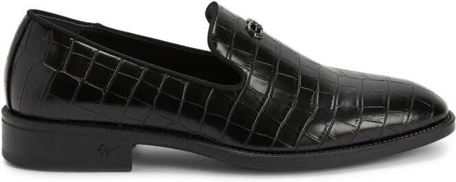 Giuseppe Zanotti Imrham loafers met krokodillen-reliëf Zwart