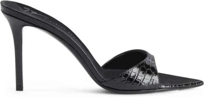 Giuseppe Zanotti Intriigo 90mm sandalen met krokodillen-reliëf Zwart