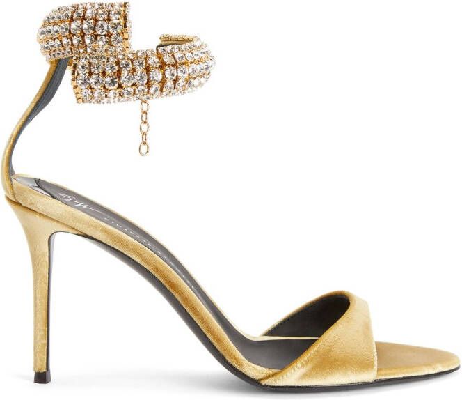 Giuseppe Zanotti Intriigo Bijoux fluwelen sandalen Goud