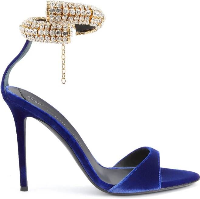 Giuseppe Zanotti Intriigo Bijoux fluwelen sandalen Paars