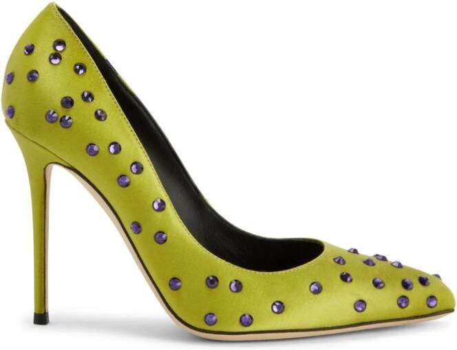 Giuseppe Zanotti Jakye Precious satijnen pumps Groen