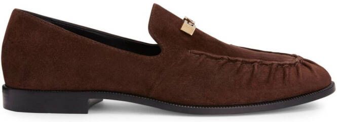 Giuseppe Zanotti Jareth fluwelen loafers Bruin