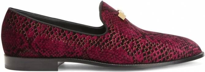 Giuseppe Zanotti Jareth loafers met slangenhuid-effect Rood