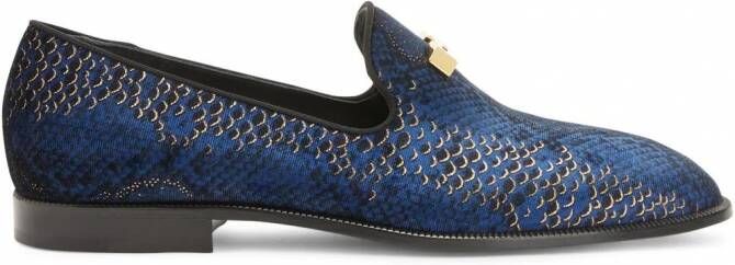 Giuseppe Zanotti Jareth loafers met slangenhuidprint Blauw