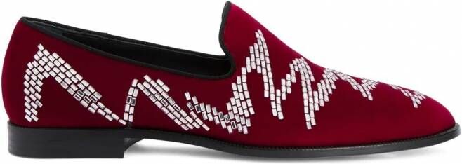 Giuseppe Zanotti Jareth Shake verfraaide loafers Rood