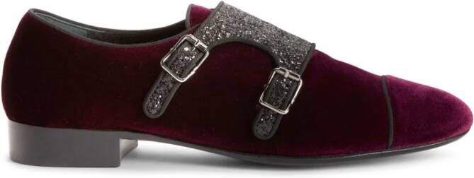 Giuseppe Zanotti Johnny loafers verfraaid met kristallen Rood