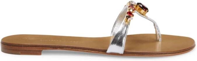 Giuseppe Zanotti Katisha sandalen met edelsteen Zilver