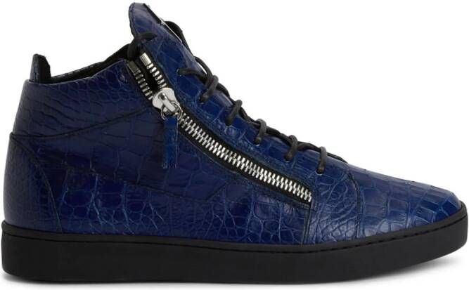 Giuseppe Zanotti Kriss sneakers met krokodillen-reliëf Blauw