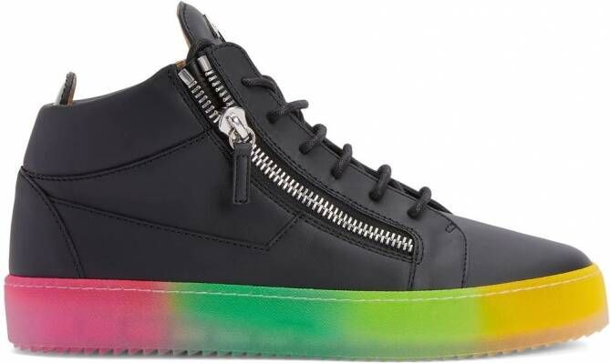 Giuseppe Zanotti Kriss mid-top sneakers met regenboogzool Zwart