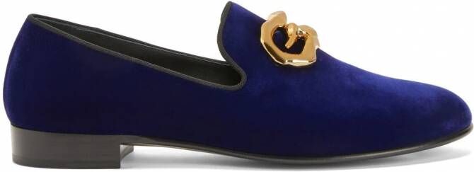 Giuseppe Zanotti Leopoldino fluwelen loafers Blauw