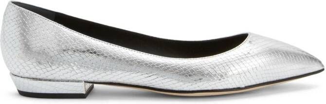 Giuseppe Zanotti Leren ballerina's Zilver
