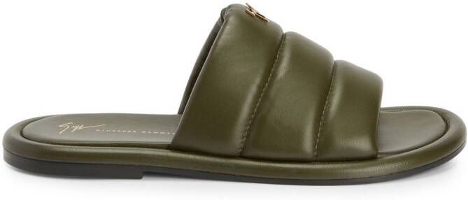 Giuseppe Zanotti Leren slippers Groen