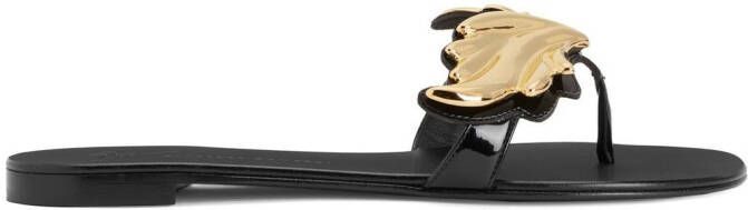 Giuseppe Zanotti Leren teenslippers Zwart